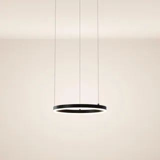 s.luce Led-Hängeleuchte Ring Direkt/Indirekt 5m Schwarz Ø 40cm , Metall , Rund,Rund , LED integrated , 40x3.3x40 cm , Lampen & Leuchten, LED Beleuchtung, LED-Hängeleuchten