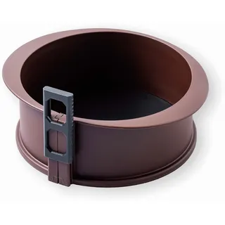 LACOR - 66778 - Abnehmbare Rundform aus 100% Antihaft-Lebensmittelsilikon mit Glasboden, Sicherer Verschluss, Ideal für Kuchen und Torten, Glasfuß, Ø 20x7 cm, Braun