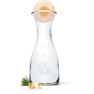 Zirbenkugel-Set Blume des Lebens mit 1 Liter Misura Wasserkaraffe - luftgetrocknetes Zirbenholz