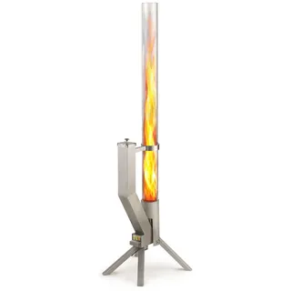 gardenflare Feuerrohr – Edelstahl Feuersäule und Pelletfackel – silber