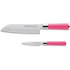 F. DICK Pink Spirit Messer-Set 2-tlg. (Officemesser Santoku Messer Klingen 9 cm + 18 cm, Küchenmesser aus hochlegiertem Edelstahl, Klinge lasergeprüft, X55CrMo14 Stahl, Griff Kunststoff) 8 1797 000-79