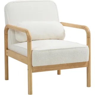 Homcom Relaxsessel Bouclé 67 x 83 x 80 cm Weiß mit Kissen