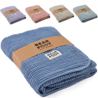 BEARFOOT Babydecke - Musselin Fleecedecke (Baumwolle, Fleece) flauschig weiche Kuscheldecke, Baby/Neugeborene/Kinder Geschenk Junge & Mädchen zur Geburt