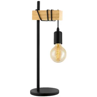 Tischleuchte , Braun, Schwarz , Holz, Metall , furniert , 15.5x50x17.5 cm , mit Schalter , Lampen & Leuchten, Innenbeleuchtung, Tischlampen