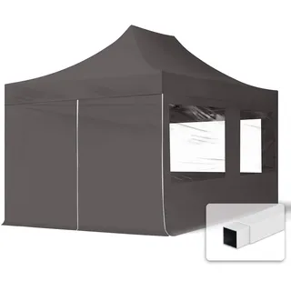 Faltpavillon Economy 3 x 4,5 m inkl. 2 Seitenteile dunkelgrau 59045