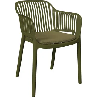 Ambia Garden Stapelsessel , Grün , Kunststoff, Textil , Füllung: Polyester , konisch , 55x80x60 cm , stapelbar , Gartenmöbel, Balkonmöbel, Balkonstühle