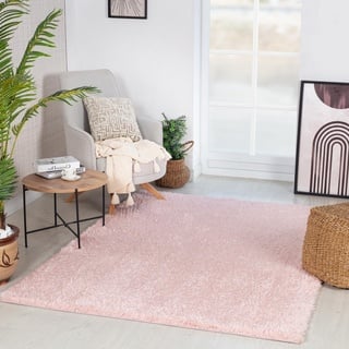 Surya Shaggy Rug Shaggy Berber Teppich 160x213 cm - Flauschiger Teppich für Wohnzimmer, Esszimmer, Schlafzimmer, Langflor Hochflor Teppich flauschig - Teppich groß, Wohnzimmerteppich in Rosa