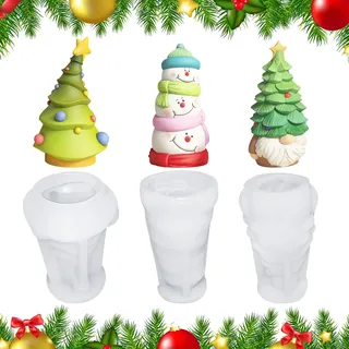 Noetopolis Silikonform Weihnachten, Silikon-formen Gieß-formen Weihnachten, Silikon-formen Gießformen Weihna-chts, Kerzenformen Weihnachtsbaum (3 Stück 3D Silikonformen Gießformen Weihnachten)