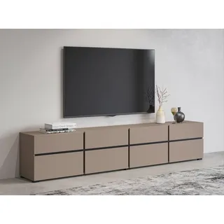 INOSIGN Lowboard »Cross, moderne grifflose TV-Kommode,4 Klappen/4 Schubkästen« Breite 225 cm, TV-Schrank mit viel Stauraum, TV-Board, braun