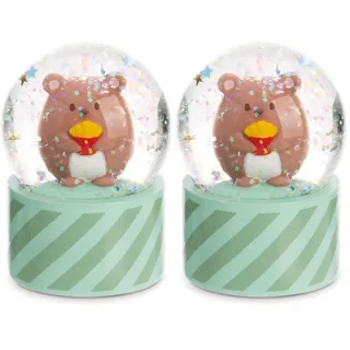 Schüttelkugel mymochi Bär Nomo 6,5cm - grün - Kawaii Deko-Zubehör, Schneekugel, Glimmerkugel, Glaskugel – Geschenkidee für Freundschaft | 61825 (Packung mit 2)