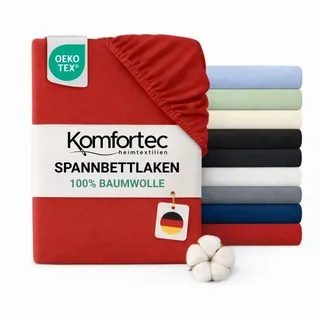 Komfortec Spannbettlaken Jersey 90 x 200 cm rot