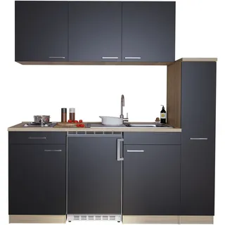 Respekta Küchenzeile 180 cm Schwarz-Eiche Sonoma Sägerau Nachbildung