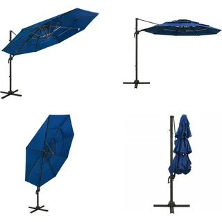 vidaXL Sonnenschirm mit Aluminium Mast 4 lagig Azurblau 3x3 m - Sonnenschirm - Sonnenschirme - Garten-Sonnenschirm - Garten-Sonnenschirme - Blau
