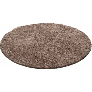 Hochflor-Teppich AYYILDIZ TEPPICHE "Life Shaggy 1500 , auch als Läufer und in Rund erhältlich" Gr. 42, braun (mokka), H:30mm Ø:80cm, Kunstfaser, Teppiche, Hochflor-Teppich, Langflor, uni, große Farb- und Größenauswahl. Wohnzimmer, alle Räume
