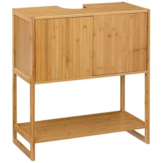 7H SEVEN HOUSE Waschbeckenschrank aus Bambus mit 1 Ebene, Buchenholz, 80x33.5x69.6cm