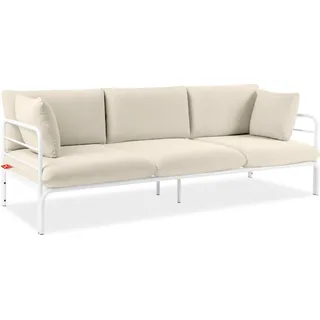 Gartensofa RAMBE 3-Personen mit Kissen, Weiß/Cremeweiß - Creme