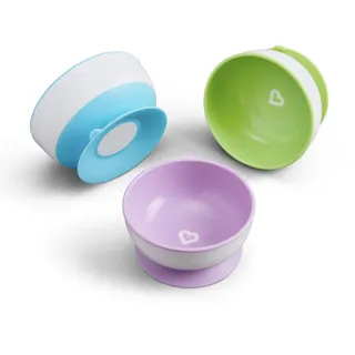 Munchkin Stay Put Baby-Saugschalen-Set zum Abstillen| Baby-Fütterung Saugschalen-Set| für Babys & Kleinkinder ab 6 Monaten| ohne BPA Abstillset für Babys| 3er-Pack