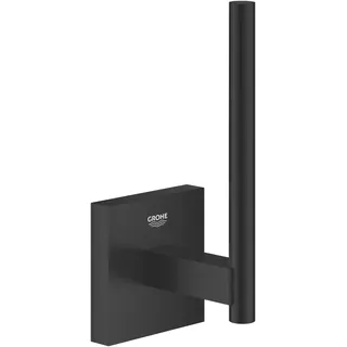 GROHE Start Cube, Ersatzrollenhalter WC zur Aufbewahrung ohne Bohren (Ersatz Klopapierhalter klebbar, Kleber separat kaufen, zum Bohren geeignet, mit Schrauben & Dübel), eckig, schwarz, 409792430