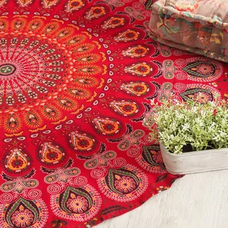 Popular Handicrafts Runder Wandteppich, indisches Mandala, rund, Rund, Strandtuch, Wandbehang, Hippie, Boho, Baumwolle, Tischdecke, rundes Yoga-Bettlaken, 127 cm