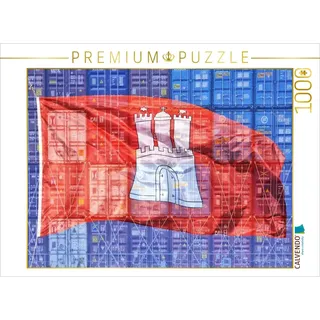 CALVENDO Puzzle Flagge der Hansestadt Hamburg 1000 Teile Puzzle quer | Lege-Größe cm Foto-Puzzle für glückliche Stunden