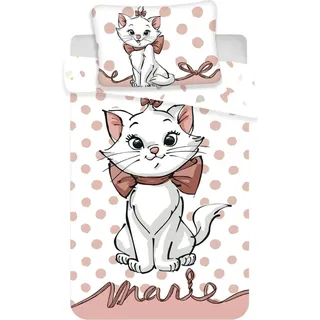 Disney Bettwäsche Set Marie Cat Dots Baby 100 x 135 Bettdecke + 40 x 60 cm Kopfkissen, 100% Baumwolle