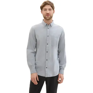 TOM TAILOR Langarmhemd mit Knopfleiste, blau