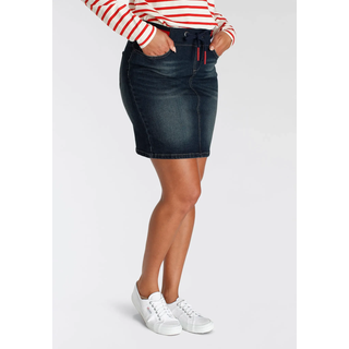 Jeansrock H.I.S "cleoHS", Damen, Gr. 36, blau (dunkelblau), Denim/Jeans, Obermaterial: 73% Baumwolle, 25% Polyester, 2% Elasthan, kurz, Röcke Jeansrock, elastischer Bund