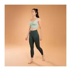 7/8-leggings Dynamisches Yoga Nahtlos - Dunkelgrün, XS