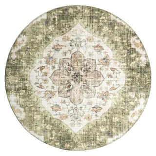 Vintage Gartenteppich Rund - Santo Mandala Grün - Grün
