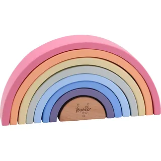 Jouéco Holz Regenbogen Spielzeug - 8-teilig - buntes Stapelspiel