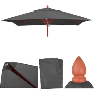 Ersatz-Bezug für Gastronomie Holz-Sonnenschirm HWC-C57, Sonnenschirmbezug, eckig 3x3m Polyester anthrazit - Grau