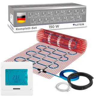 VILSTEIN Elektrische Fußbodenheizung 150W/m2 - Bodenheizung Elektrisch geeignet für Laminat, Fliesen & mehr - Elektro Fussbodenheizung - Elektrische Heizmatte Fußboden - 1m2