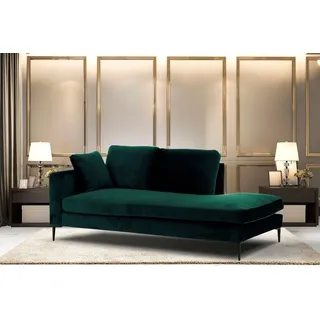 Home affaire Recamiere »Cozy Chaiselongue, Maße B/T/H: 195/97/80 cm« mit losen Kissen und Metallbeinen, Armlehne links oder rechts wählbar, grün