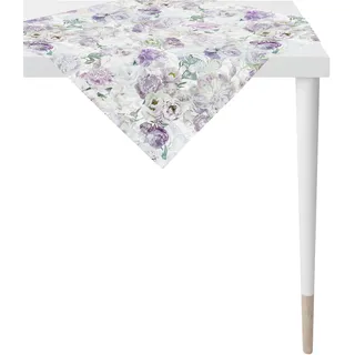 Mitteldecke APELT "6448 SPRINGTIME, Frühjahrsdeko, Frühling" Gr. 2, bunt (weiß, flieder, grün), B:100cm L:100cm, Baumwolle, Polyester, Tischdecken, Mitteldecke, Digitaldruck