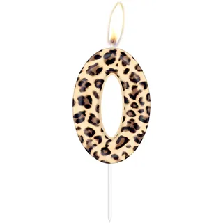 Leopard Zahl 0 Geburtstagskerze Tortendeko, Braun Leopard Muster Geburtstag Kuchen Kerze, Geburtstag Party Dekoration für Jungen Mädchen Männer Frauen