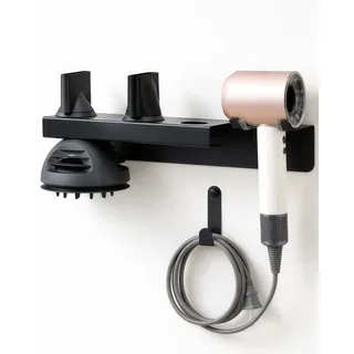 Bowyune Dyson Föhn Halterung, Föhn Halterung Ohne Bohren für Dyson, Haartrocknerhalter Ohne Bohren aus Edelstahl mit Magnetischer Wandmontage Schwarz für Bad Hotel Barbershop