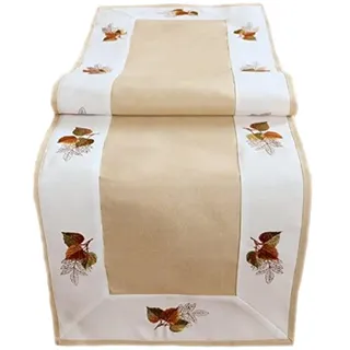 texpot Tischläufer 40 x 90 cm mit Stickerei Blätter Herbst Winter