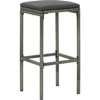 vidaXL Barhocker mit Kissen 4 Stk. Grau Poly Rattan - Grau