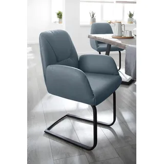Freischwinger W.SCHILLIG "ole", blau (blau z69, schwarz pulverbeschichtet), B:63cm H:90cm T:64cm, Longlife Xtra-Leder Z69: Das feinnarbige, gedeckte Softleder Z69 besticht durch seine außergewöhnliche Weichheit im trendigen »Vintage-Look«, Hautstärke 0, 9 - 1, 1 mm;Longlife Xtra-Leder Z79: Das Z79 gehört zu der Familie der Anilin-Touch-Leder, die durch ihren besonders angenehmen Griff überzeugen, Hautstärke 1, 1 - 1, 3 mm;Longlife Xtra-Leder Z59: Glattleder mit modischer Prägung. Hautstärke 0, 9 - 1, 1 mm,
