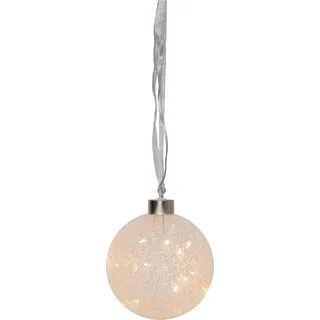 EGLO LED Weihnachtskugel für Innen beleuchtete | Glaskugel zum Aufhängen Ø 10 cm, Leuchtkugel zum Hängen mit Timer, warmweiß, Batterie-Betrieb