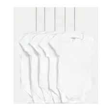M&S Collection Lot de 5bodys 100% coton (jusqu'au 36mois) - White, White - TINY
