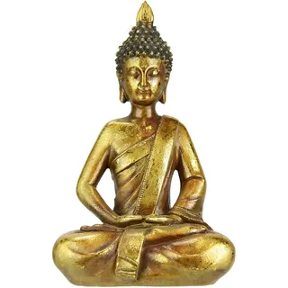 Flair Flower Buddha Figur meditierend sitzend Statue Figuren Skulptur Büste Statue Ornament Buddhafigur Feng Shui Dekoration Garten Terrassen Balkon Deko Buddha-Statue Wohnaccessoire Buddha-Skulptur Garten-Figur