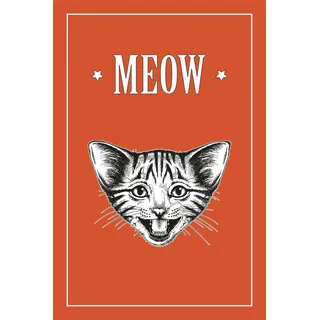 queence Leinwandbild »Katze MEOW« Katze   Katzen   Katzenbilder   Kunst   Modern   Schriftzug   Tiere Premium-Leinwandstoff, Handarbeit aus Deutschland, grau