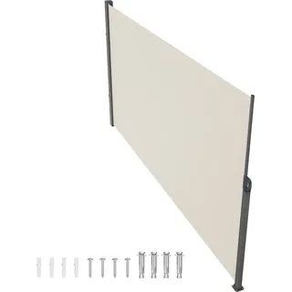 SucceBuy Einziehbare Seitenmarkise, 160 x 298 cm Sichtschutz für den Außenbereich, wasserdichter Raumteiler und Windschutz aus 180 g Polyester für Terrasse, Garten, Balkon, Beige - Beige