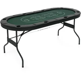 Fantask Pokertisch für 8 Spieler, Spieltisch mit Getränkehaltern und gepolsterter Armauflage, Roulette Tisch für Blackjack, Texas (Grün)