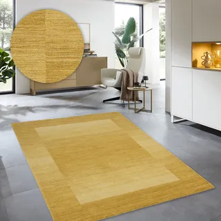 THEKO Wollteppich »Gabbeh Super, Handweb, Teppich, Bordüre, reine Wolle,« rechteckig 9 mm Höhe Schlafzimmer, Wohnzimmer, Esszimmer, auch als Läufer und Bettumrandung, gelb