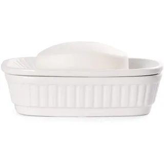 Antis‘s Home Keramik-Seifenschale, selbstentleerender Seifenhalter, doppellagig, weiße abtropfende Seifenschalen für Badezimmer, Dusche, Küche, minimalistischer Vintage-Stil, hält Seife trocken