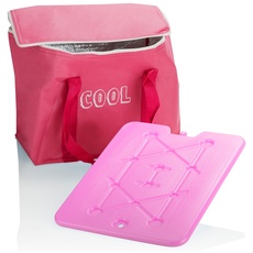 com-four® Kühltasche mit Kühlelement - Faltbare Thermo-Kühlbox - leichte Isoliertasche für Camping & Outdoor mit EIS-Akku - sommerliche Picknicktasche (pink)