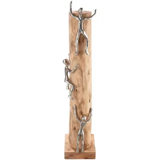 GILDE Deko Skupltur aus Holz/Aluminium - Kletterer - Bergsteiger - hoch hinaus - naturfarben- Höhe 55 cm