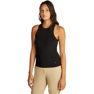 Tommy Hilfiger Damen Top Slim Rib Tank Top mit Stretch, Schwarz (Black), S